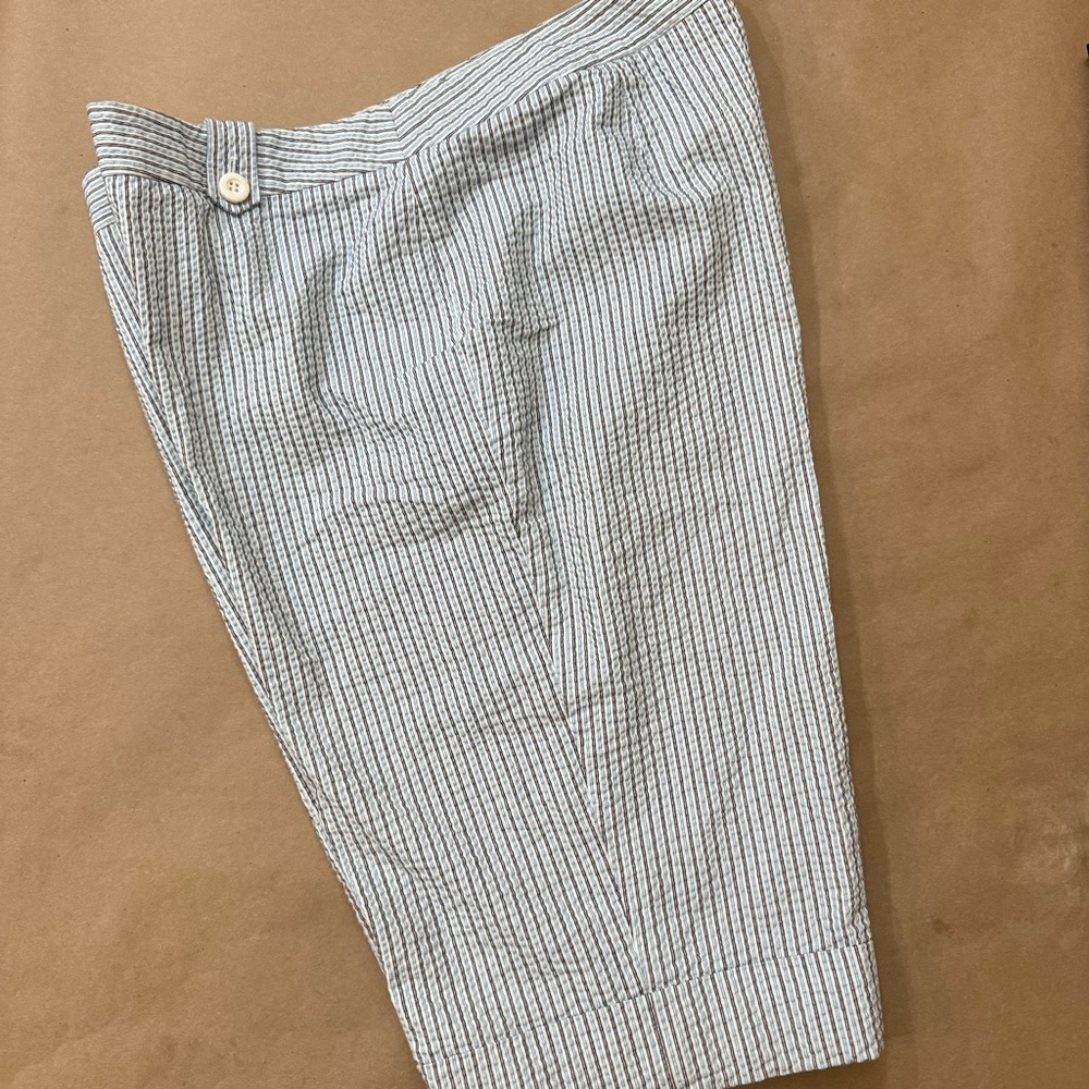 Judith Hart Seersucker Striped Blue, White, and Black Shorts Size 16 - Picture 12 of 14